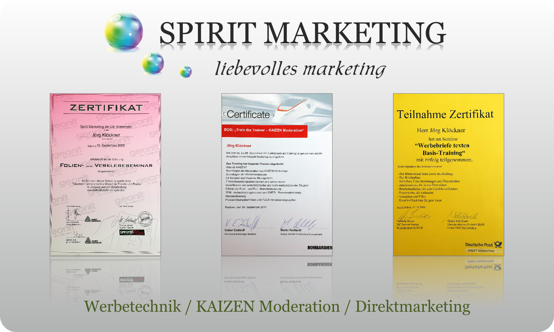 Spirit Brief Post SPIRIT MARKETING - Spirit Brief Post - Zertifikate