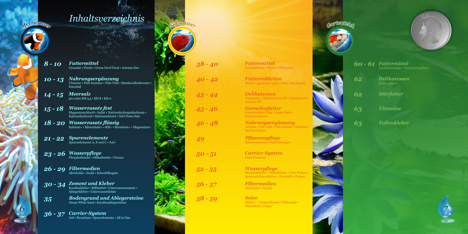 Portfolio Aquaristik Silbermann Katalog - Inhaltsverzeichnis