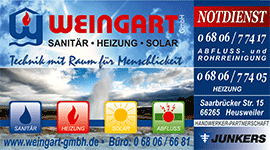 Weingart GmbH Heusweiler Weingart GmbH Heusweiler Heizung Abfluss- und Rohrreinigung Notdienst - Anzeige Regional